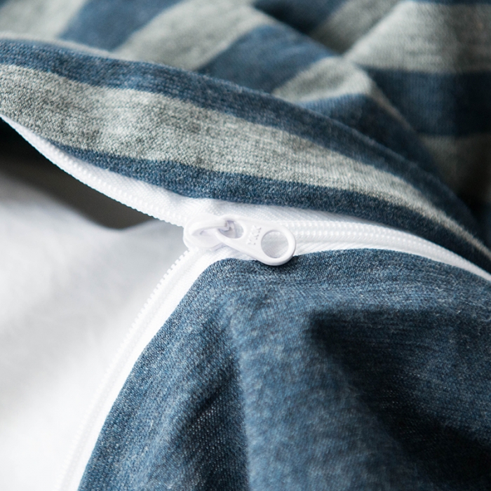 91家纺网 家纺一手货源 找家纺 尚品本色 2022新款针织棉套件系列-单品被套 海军蓝中条