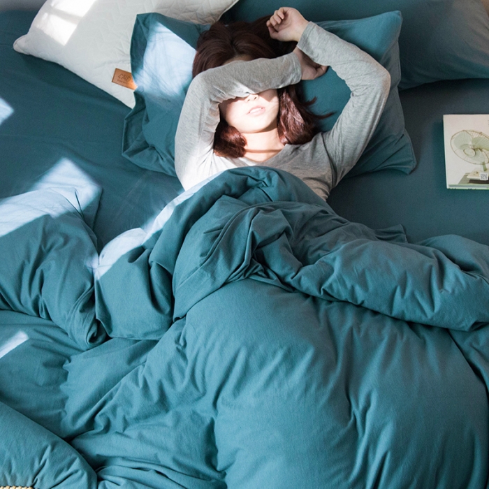 91家纺网 家纺一手货源 找家纺 尚品本色 2022新款针织棉套件系列-单品被套 海蓝色