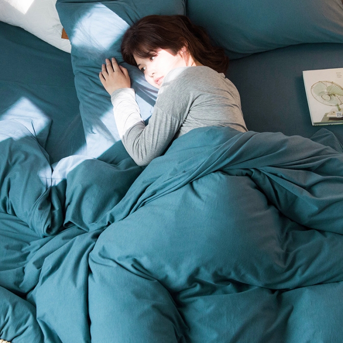 91家纺网 家纺一手货源 找家纺 尚品本色 2022新款针织棉套件系列-单品被套 海蓝色