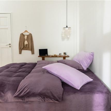 91家纺网 家纺一手货源 找家纺 棉眠 2020新款秋冬纯色牛奶绒四件套 深紫+浅紫