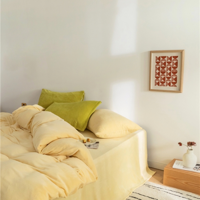 91家纺网 家纺一手货源 找家纺 （总）棉眠 2020新款秋冬纯色牛奶绒四件套