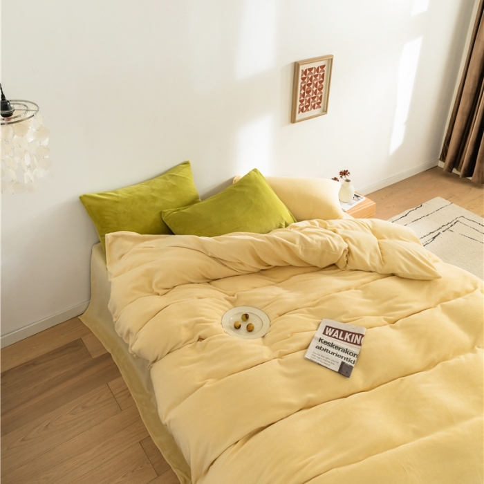 91家纺网 家纺一手货源 找家纺 （总）棉眠 2020新款秋冬纯色牛奶绒四件套