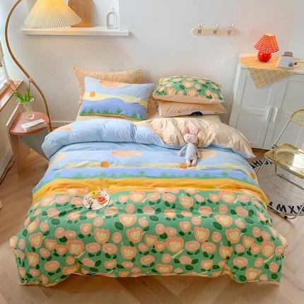 91家纺网 家纺一手货源 找家纺 （总）澳萝拉 2020新款棉加绒印花四件套