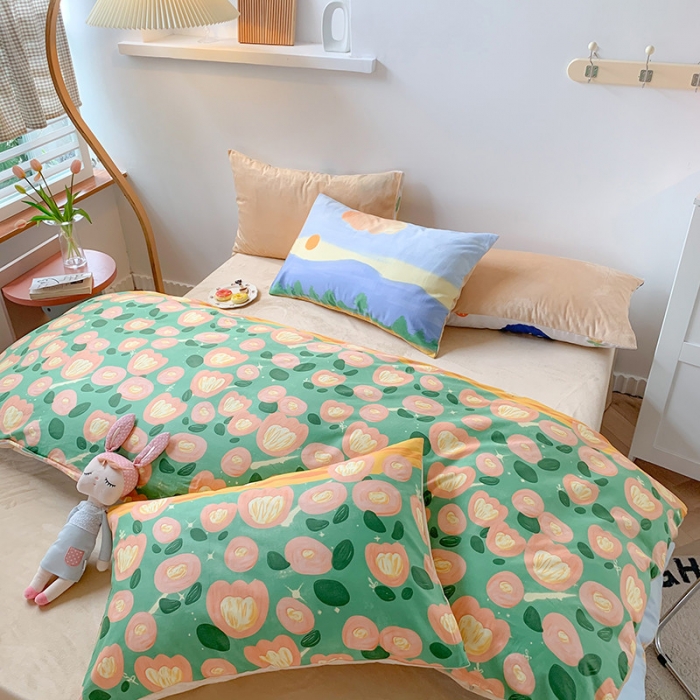 91家纺网 家纺一手货源 找家纺 （总）澳萝拉 2020新款棉加绒印花四件套