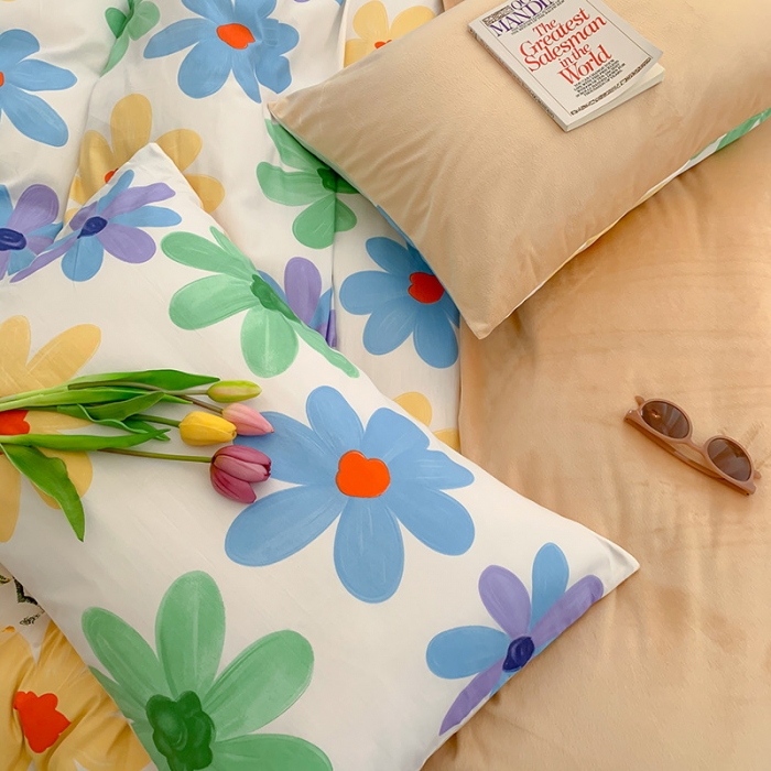 91家纺网 家纺一手货源 找家纺 澳萝拉 2020新款棉加绒印花四件套 畅游花海