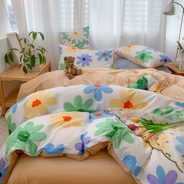 91家纺网 家纺一手货源 找家纺 澳萝拉 2020新款棉加绒印花四件套 畅游花海