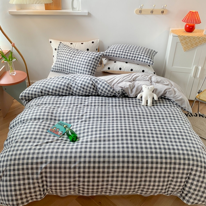 91家纺网 家纺一手货源 找家纺 澳萝拉 2020新款棉加绒印花四件套 灰格