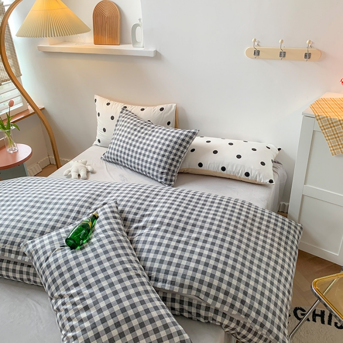 91家纺网 家纺一手货源 找家纺 澳萝拉 2020新款棉加绒印花四件套 灰格