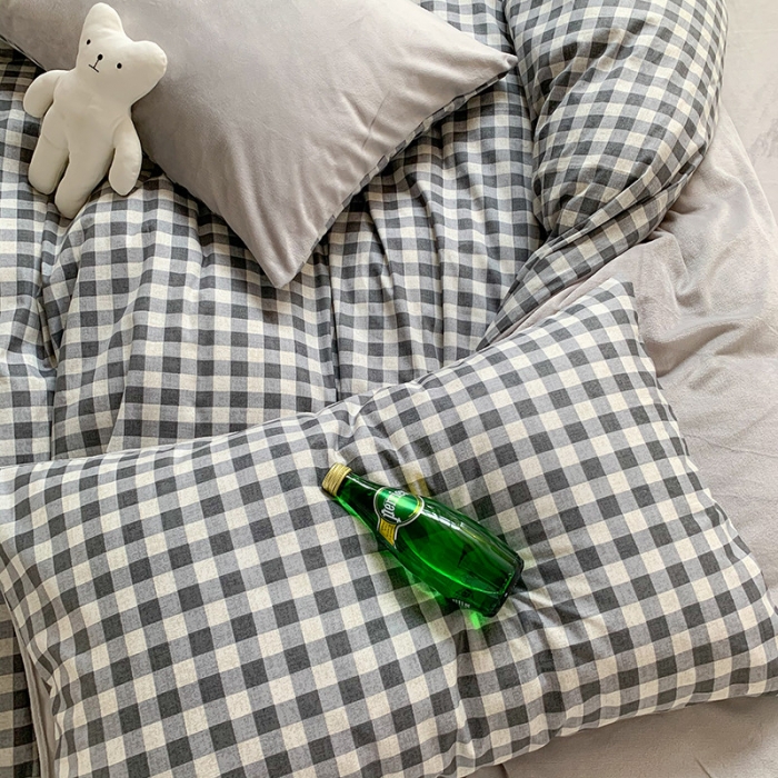 91家纺网 家纺一手货源 找家纺 澳萝拉 2020新款棉加绒印花四件套 灰格