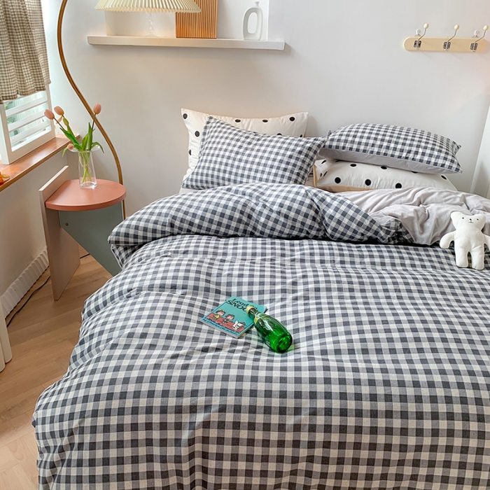 91家纺网 家纺一手货源 找家纺 澳萝拉 2020新款棉加绒印花四件套 灰格