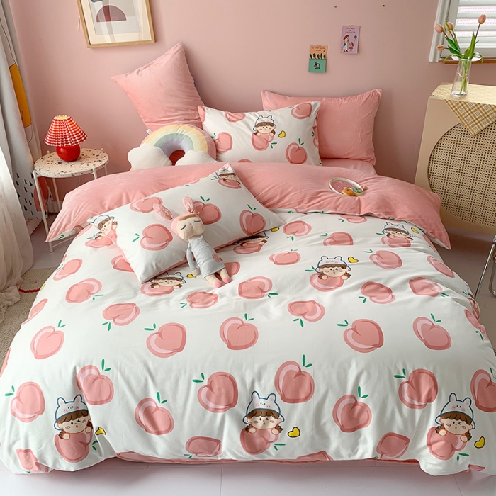 91家纺网 家纺一手货源 找家纺 澳萝拉 2020新款棉加绒印花四件套 蜜桃宝贝