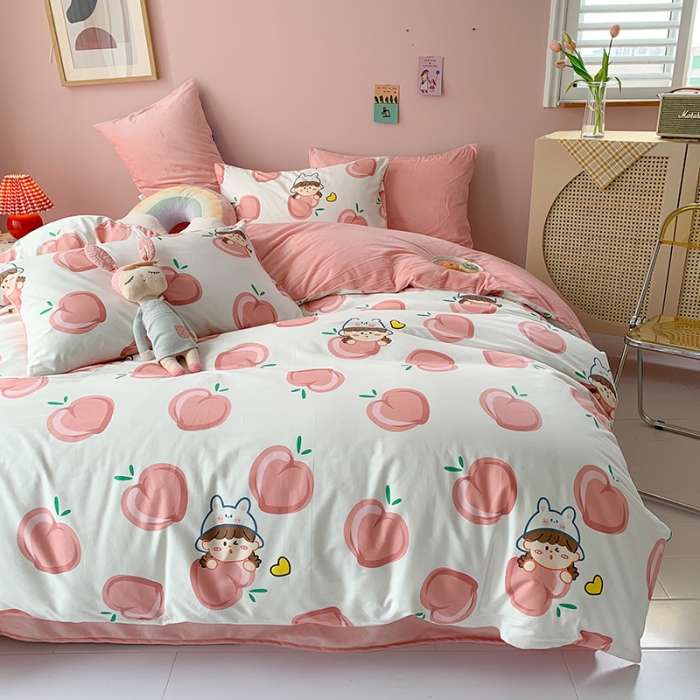 91家纺网 家纺一手货源 找家纺 澳萝拉 2020新款棉加绒印花四件套 蜜桃宝贝