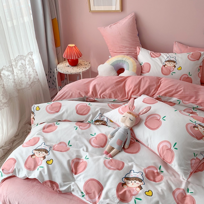 91家纺网 家纺一手货源 找家纺 澳萝拉 2020新款棉加绒印花四件套 蜜桃宝贝