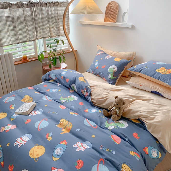 91家纺网 家纺一手货源 找家纺 澳萝拉 2020新款棉加绒印花四件套 太空宇宙