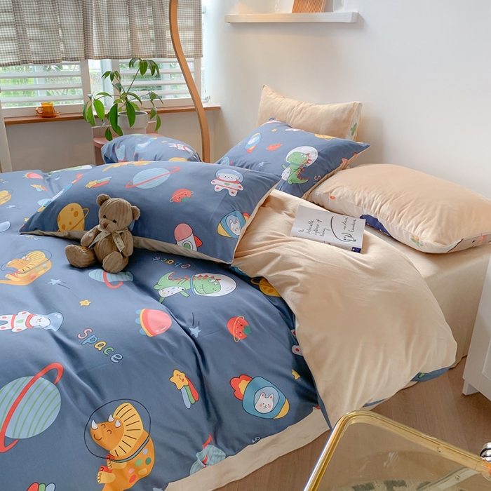 91家纺网 家纺一手货源 找家纺 澳萝拉 2020新款棉加绒印花四件套 太空宇宙