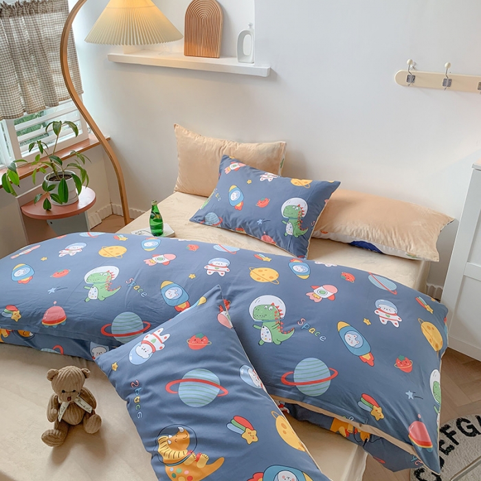 91家纺网 家纺一手货源 找家纺 澳萝拉 2020新款棉加绒印花四件套 太空宇宙