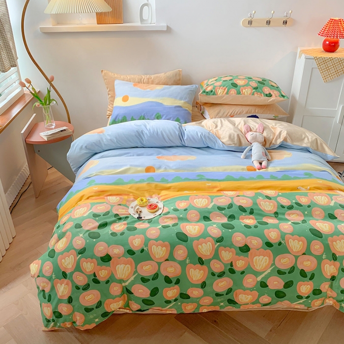 91家纺网 家纺一手货源 找家纺 澳萝拉 2020新款棉加绒印花四件套 田园风光