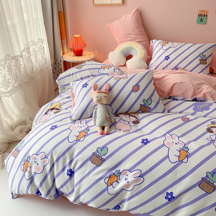 91家纺网 家纺一手货源 找家纺 澳萝拉 2020新款棉加绒印花四件套 兔子女孩