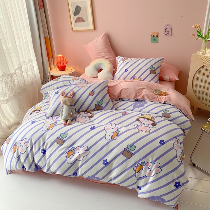 91家纺网 家纺一手货源 找家纺 澳萝拉 2020新款棉加绒印花四件套 兔子女孩