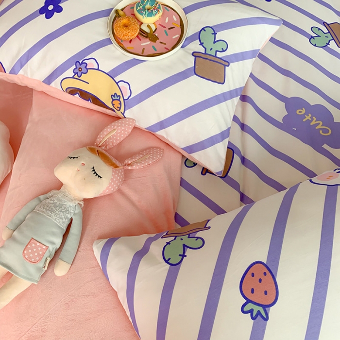 91家纺网 家纺一手货源 找家纺 澳萝拉 2020新款棉加绒印花四件套 兔子女孩