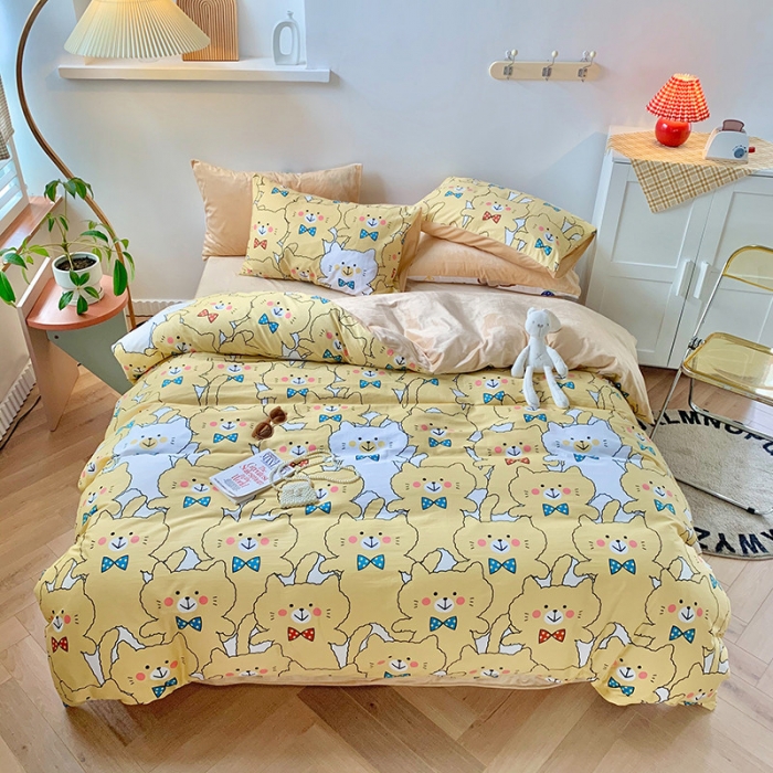 91家纺网 家纺一手货源 找家纺 澳萝拉 2020新款棉加绒印花四件套 晚安猫