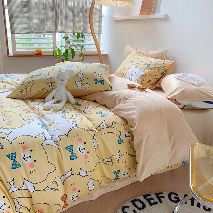 91家纺网 家纺一手货源 找家纺 澳萝拉 2020新款棉加绒印花四件套 晚安猫