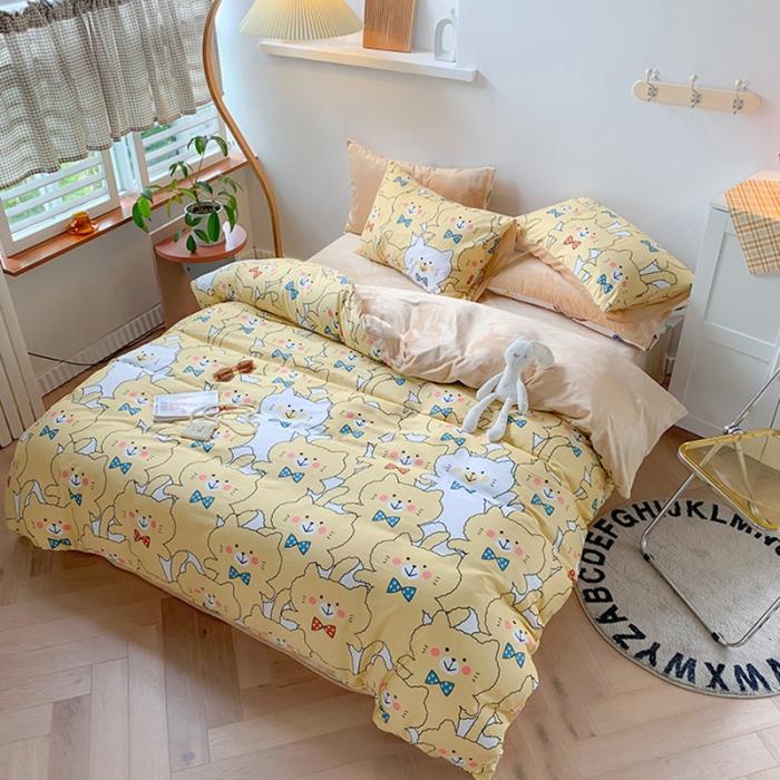 91家纺网 家纺一手货源 找家纺 澳萝拉 2020新款棉加绒印花四件套 晚安猫