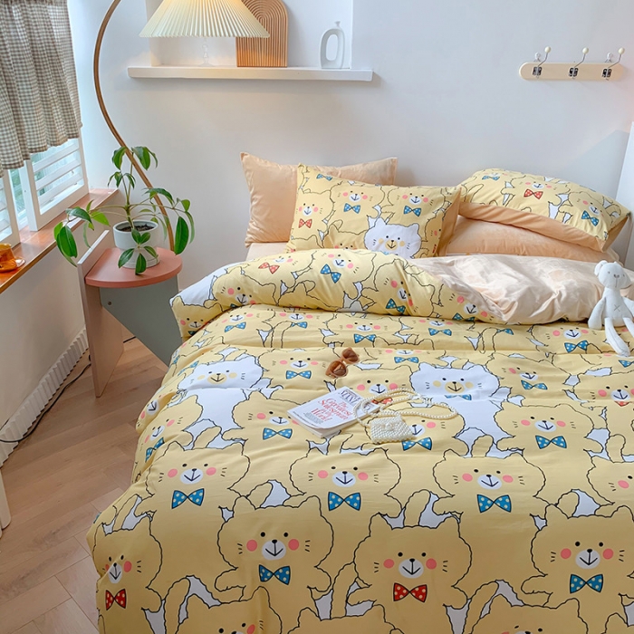 91家纺网 家纺一手货源 找家纺 澳萝拉 2020新款棉加绒印花四件套 晚安猫