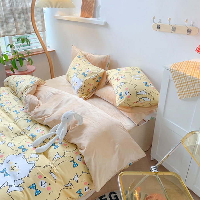 91家纺网 家纺一手货源 找家纺 澳萝拉 2020新款棉加绒印花四件套 晚安猫