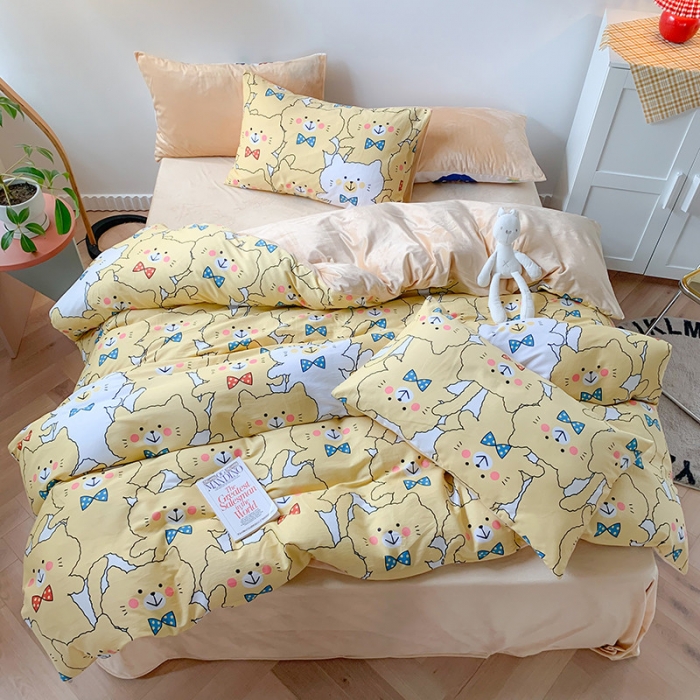 91家纺网 家纺一手货源 找家纺 澳萝拉 2020新款棉加绒印花四件套 晚安猫