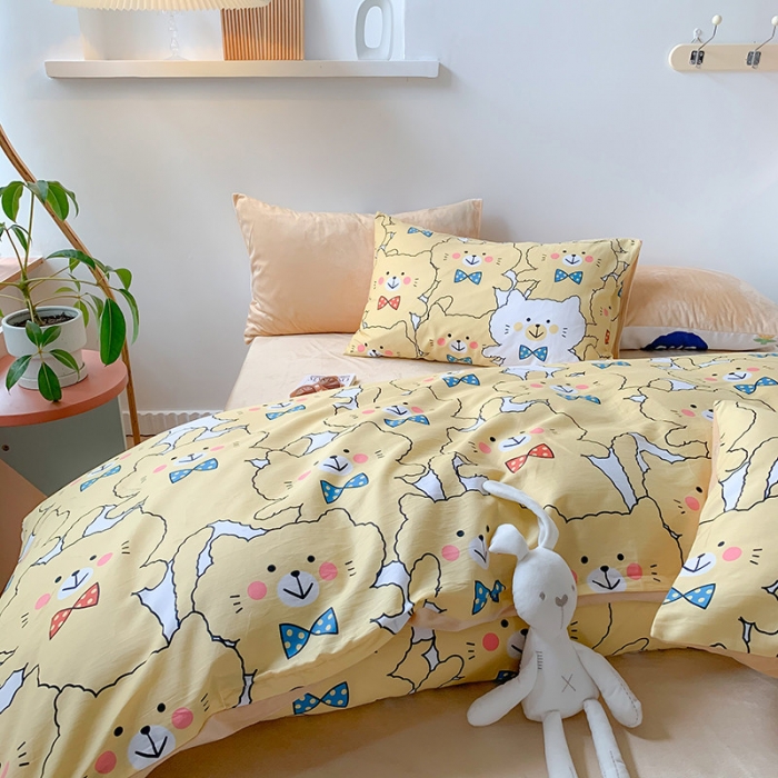 91家纺网 家纺一手货源 找家纺 澳萝拉 2020新款棉加绒印花四件套 晚安猫