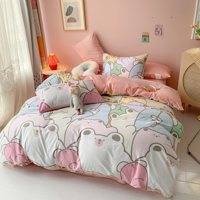 91家纺网 家纺一手货源 找家纺 澳萝拉 2020新款棉加绒印花四件套 熊熊乐园