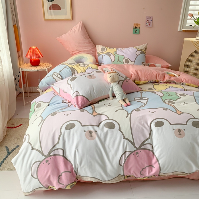 91家纺网 家纺一手货源 找家纺 澳萝拉 2020新款棉加绒印花四件套 熊熊乐园