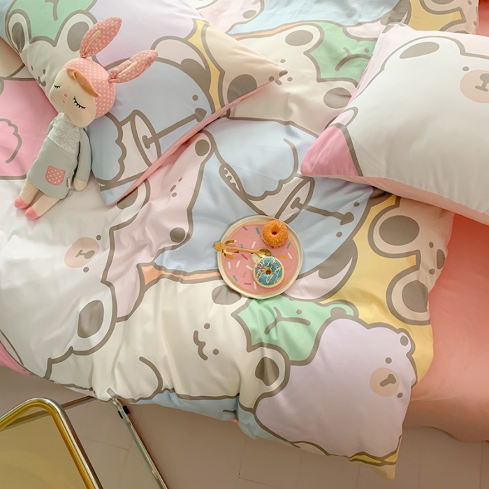 91家纺网 家纺一手货源 找家纺 澳萝拉 2020新款棉加绒印花四件套 熊熊乐园