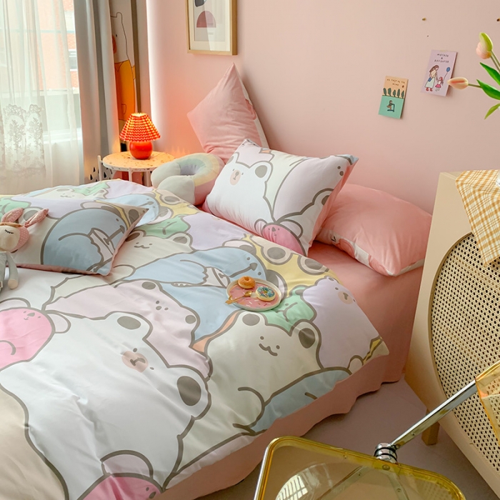 91家纺网 家纺一手货源 找家纺 澳萝拉 2020新款棉加绒印花四件套 熊熊乐园