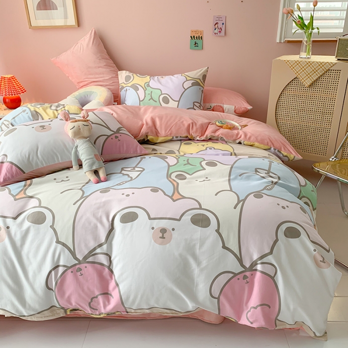 91家纺网 家纺一手货源 找家纺 澳萝拉 2020新款棉加绒印花四件套 熊熊乐园