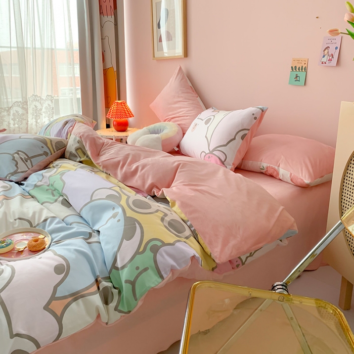 91家纺网 家纺一手货源 找家纺 澳萝拉 2020新款棉加绒印花四件套 熊熊乐园