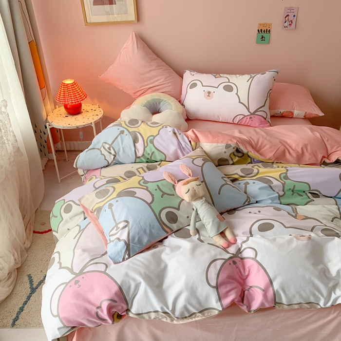 91家纺网 家纺一手货源 找家纺 澳萝拉 2020新款棉加绒印花四件套 熊熊乐园