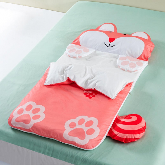 91家纺网 家纺一手货源 找家纺 小芽家居 2024新款全棉宝宝加大睡袋 花鼠