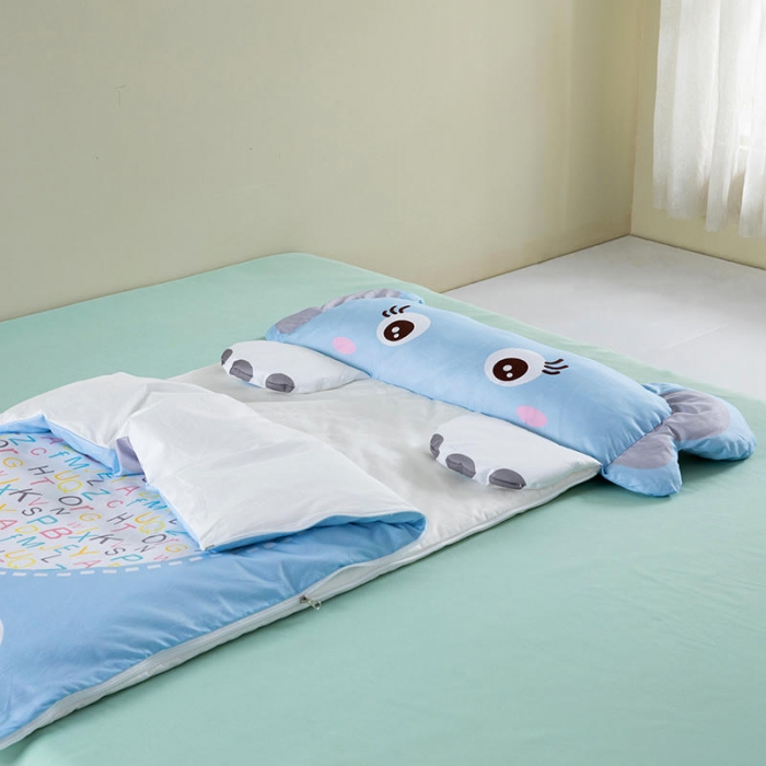 91家纺网 家纺一手货源 找家纺 小芽家居 2024新款全棉宝宝加大睡袋 蓝大象