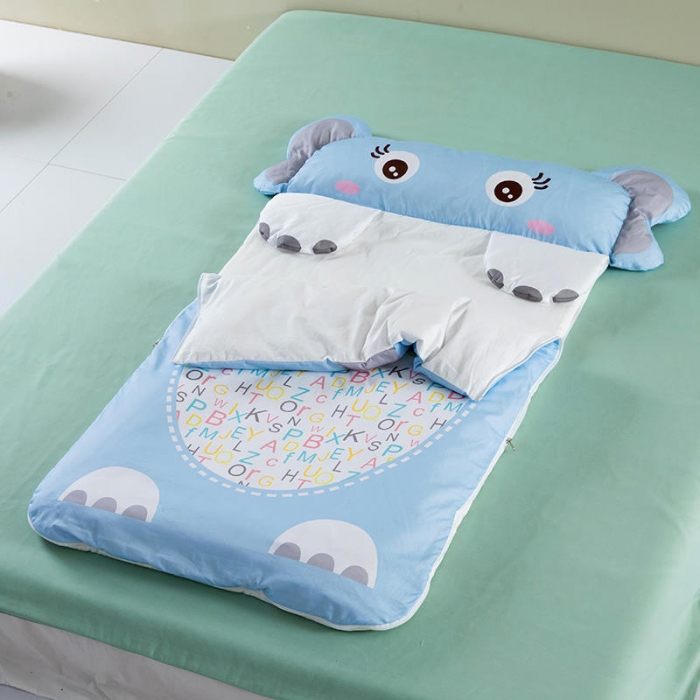 91家纺网 家纺一手货源 找家纺 小芽家居 2024新款全棉宝宝加大睡袋 蓝大象