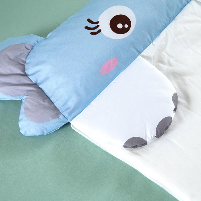 91家纺网 家纺一手货源 找家纺 小芽家居 2024新款全棉宝宝加大睡袋 蓝大象