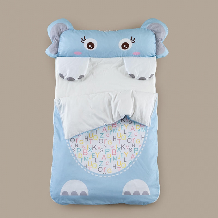 91家纺网 家纺一手货源 找家纺 小芽家居 2024新款全棉宝宝加大睡袋 蓝大象
