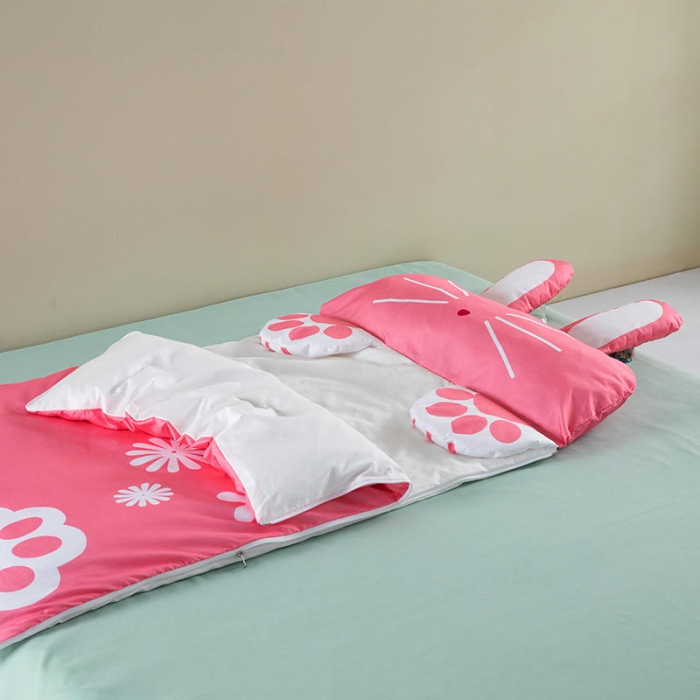 91家纺网 家纺一手货源 找家纺 小芽家居 2024新款全棉宝宝加大睡袋 兔子