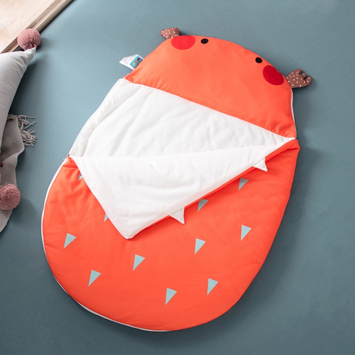 91家纺网 家纺一手货源 找家纺 小芽家居 2024新款亲肤针织棉宝宝睡袋 害羞鹿