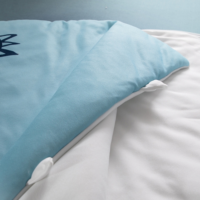 91家纺网 家纺一手货源 找家纺 小芽家居 2024新款亲肤针织棉宝宝睡袋 蓝恐龙