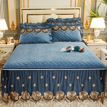 91家纺网 家纺一手货源 找家纺 网红馆 2025新款罗马情怀水晶绒床裙三件套 罗马情怀雾兰