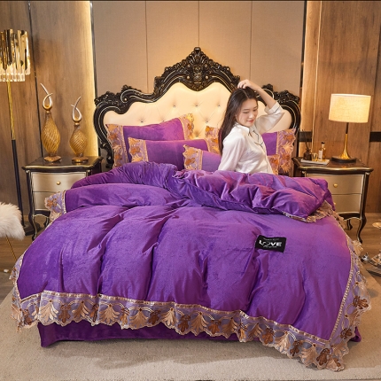 91家纺网 家纺一手货源 找家纺 （总）2025新品牛奶绒法莱金貂四件套水晶绒床裙款四件套