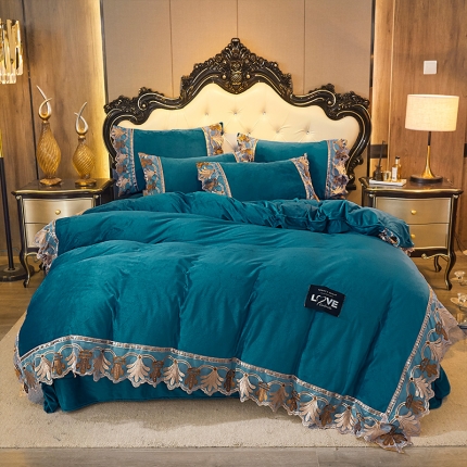 91家纺网 家纺一手货源 找家纺 （总）2025新品牛奶绒法莱金貂四件套水晶绒床裙款四件套