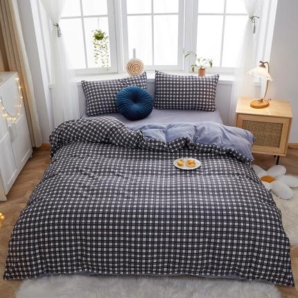 91家纺网 家纺一手货源 找家纺 一米阳光 2020新款全棉加牛奶绒四件套 霸气黑牛奶棉绒